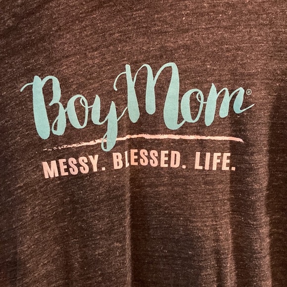 SOLD "Boy Mom” Long Sleeve, Hooded T-Shirt - Picture 2 of 4